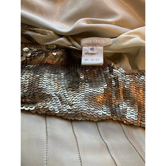 Luca Luca vintage couture Empire Line dress size 8  silk & sequined exceptional - Picture 10 of 14
